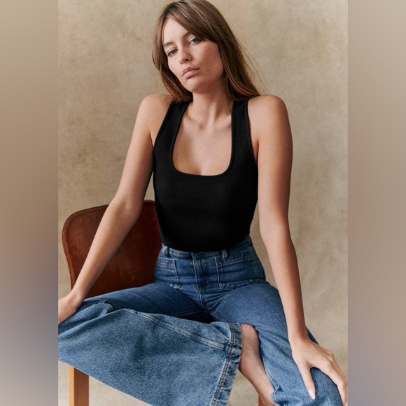 Sezane Tops - Sezane The Juan Ribbed Organic Cotton Tank Top in Black, size XS